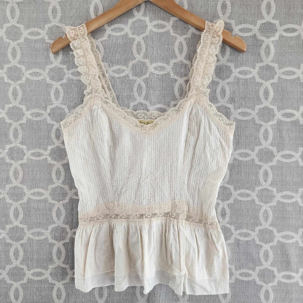 Free People Cream Lace Trim Camisole
